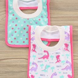 Babyhug Cotton Pullover Bibs Dino Print Set of 2 - Pink White-image-97