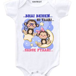 KNITROOT Sabse Pyari Print Half Sleeves Onesie - White-image-13