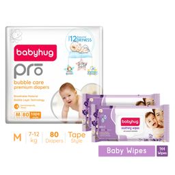 Babyhug Pro Bubble care premium Tape Style Diaper Medium - 80 Pieces & Babyhug Soothing Lavender & Chamomile Wipes - 72 Pieces -(Pack of 2)-image-68
