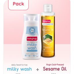 Babyhug Advanced Cold Pressed Extra Virgin Sesame oil 200 ml & Babyhug Daily Head To Toe Milky Wash - 200 ml-45