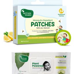 Mother Sparsh 100% All Natural Mosquito Repellant Patches for Babies - 24 Patches & Mother Sparsh Baby Plant Powered Natural Baby Wipes With Cucumber Extract - 60 Pieces-7