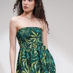 Tokyo Talkies Tropical Print Tropical Peplum Longline Top-image-100
