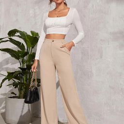 Chemistry Women Relaxed Straight Leg Straight Fit High-Rise Trousers-image-17