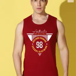 WOOSTRO Pack Of 2 Printed Combo Cotton Gym Vests VWS26(98 MAROON)(ALONE RUST)-image-74
