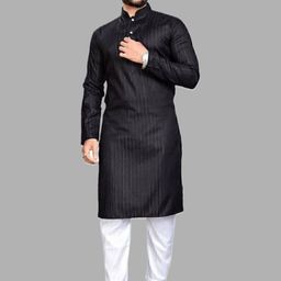 ANUJ FASHION Men Black Mandarin Collar Straight Kurta-picture-25