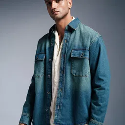 FREAKINS Men Washed Denim Jacket with Embroidered-picture-20
