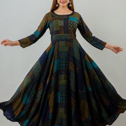 Lee Moda Floral Printed Round Neck Anarkali Kurta-image-30