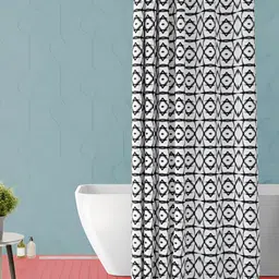 ArtzFolio Black and White Geometric Printed Waterproof Shower Curtain-30