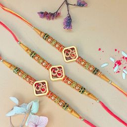 Anouk Set of 3 Om Rakhis With Greeting Card & Roli Chawal-77