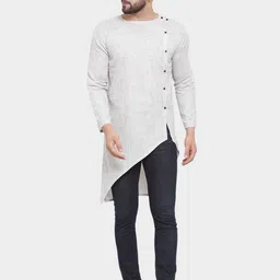 Aarsha Men Pure Cotton Kurta With Asymmetric-image-99