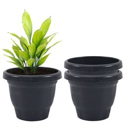 Kuber Industries Black 3 Pieces Versatile & Sturdy Flower Planters-16
