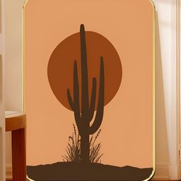Livin'luxe Orange & Brown Desert Cactus Wooden Wall Art-picture-19