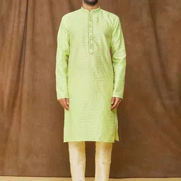 Samyukta Singhania Men Printed Regular Kurta with Trousers-picture-51