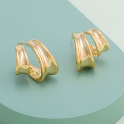 Kushal's Fashion Jewellery Gold-Plated Classic Shaped Half Hoop Earrings-image-37