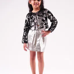 LIL DRAMA Girls Embellished Sequinned Button Shrug-picture-0