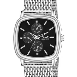 LOUIS DEVIN Men Brass Embellished Dial & Stainless Steel Analogue Watch LD-GS061-BLK-CH-32
