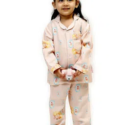 Snuggly Spaces Girls Graphic Printed Shirt & Pyjamas Night suit-image-93