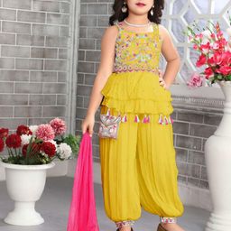 MD ENTERPRISE Kids-Girls Yellow Clothing Set-image-59
