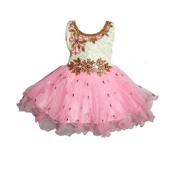 Samjho Fashion Embellished Pink Georgette Fit & Flare Dress-image-85