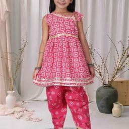 Cutiekins Girls Floral Printed A-Line Kurta with Dhoti Pants-picture-20
