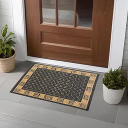 Kuber Industries Grey & Beige Cross Tee Rectangular Anti-Skid Doormats image 3