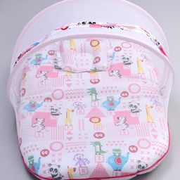 fisher price by nb Fisher Price Mattress With Mosquito Net & Pillow Animals Print - Pink image 2
