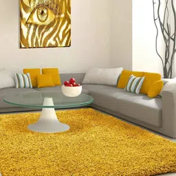 CARPETIFY Mustard Solid Anti-Skid Polyester Carpet-27
