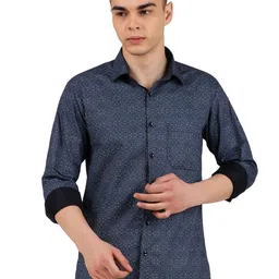 DESIGN UP Men Classic Spread Collar Abstract Printed Cotton Slim Fit Formal Shirt-image-21