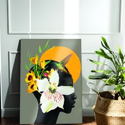 Myntra Elegant Homes Canvas Painting Floral Back Girl Art-image-78