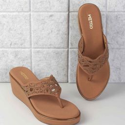 Metro Textured Wedge Sandals with Laser Cuts-30