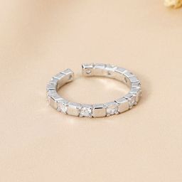 SALTY Silver Multi Stone Ring For Women & Girls Stylish Adjustable Finger Ring-image-30