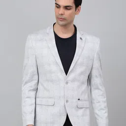 Cantabil Checked Notched Lapel Single Breasted Blazer image 4