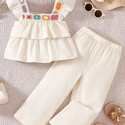 LULU & SKY Girls Printed Square Neck Top With Trouser-image-31