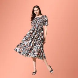 Femvy Floral Printed Fit & Flare Midi Dress-picture-29