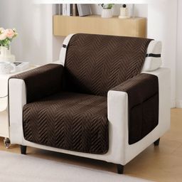HOKIPO Coffee Brown Quilted 1 Seater Sofa Cover With Arms-picture-48