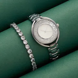 HAUTE SAUCE by Campus Sutra Women Set Of Crystalized Hole Watch & Bracelet SSM25_HSWB5123-image-14