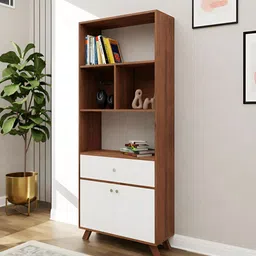 Royaloak Brown & White Wooden Open Flare Book Shelf-11