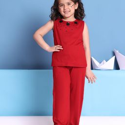 Baawri Girls Embroidered Round Neck Top With Trousers-image-17