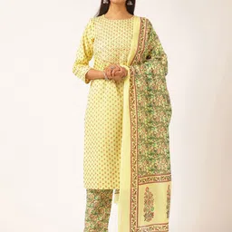 KALINI Floral Printed Gota Patti Pure Cotton Kurta With Palazzos And Dupatta-picture-11