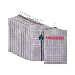Aura Grey & White 12 Pieces Checked Cotton Hanging Multi-Utility Organisers-48