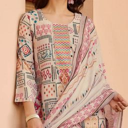 Anouk Women Printed Regular Kurti with Trousers & With Dupatta image 5