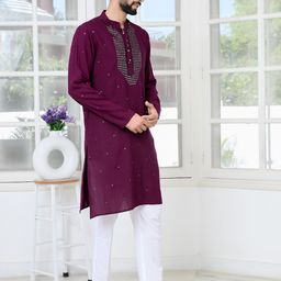 See Designs Men Mandarin Collar Sequinned Kurta-picture-40