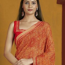 DIVASTRI Geometric Print Regular Saree With Unstitched Blouse Piece image 4