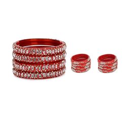 SOMIL Set Of 12 Red Alloy Artificial Stones and Beads Antique Bangles-image-75