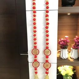Sellplus Red Set Of 6 Pompom Toran image 4