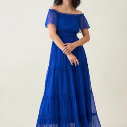 aayu Women Off-Shoulder Tiered Layered Maxi Dress-image-26