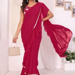 PATLANI STYLE Embroidered Poly Georgette Saree-picture-16