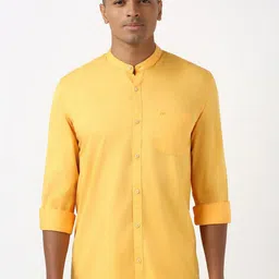 Peter England Casuals Men Mandarin Collar Solid Cotton Slim Fit Casual Shirt-image-60