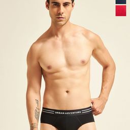 URBAN ADVENTURE Pack Of 3 Mid-Rise Basic Briefs 3UAM-014(BLK-NVY-RED)-16