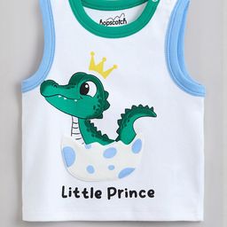 Hopscotch Boys White Pure Cotton Printed Clothing Set-picture-45